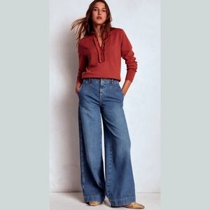 Boden Stitch Waist Wide Leg Trouser Jeans NWT Sz 28L